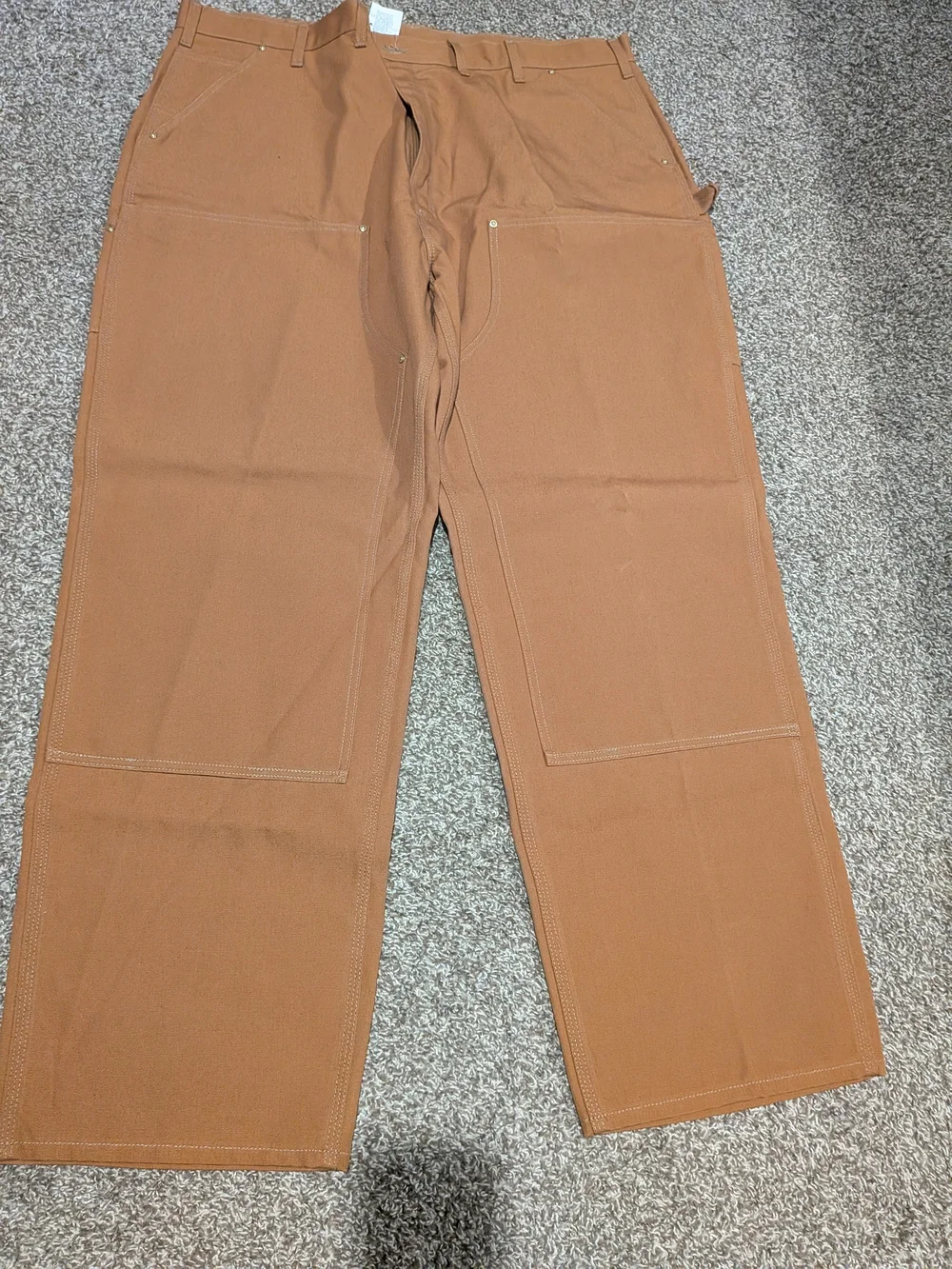 Carhartt Men's Brown Duck Cargo Carpenter Pants Double Leg USA Work Outdoors